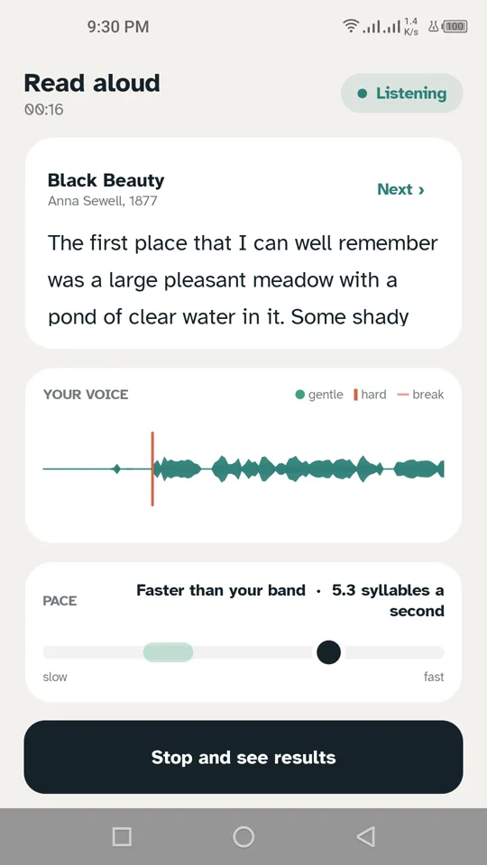 Focus & Flow screen: live practice