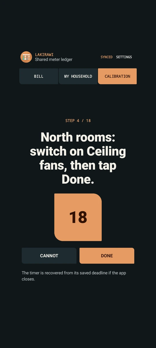 Lakirawi calibration instruction to switch on ceiling fans, with countdown, Cannot and Done