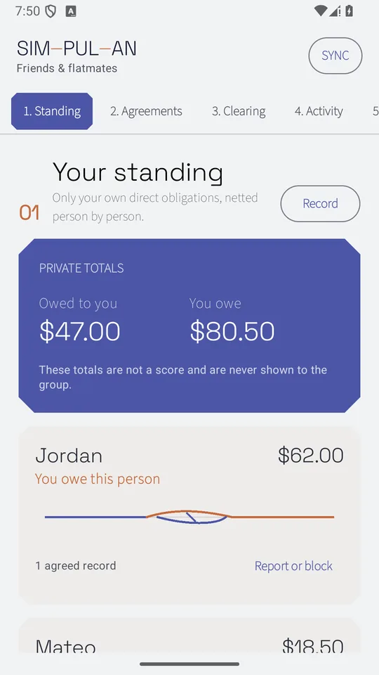 Simpulan screen: Your standing
